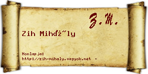 Zih Mihály névjegykártya